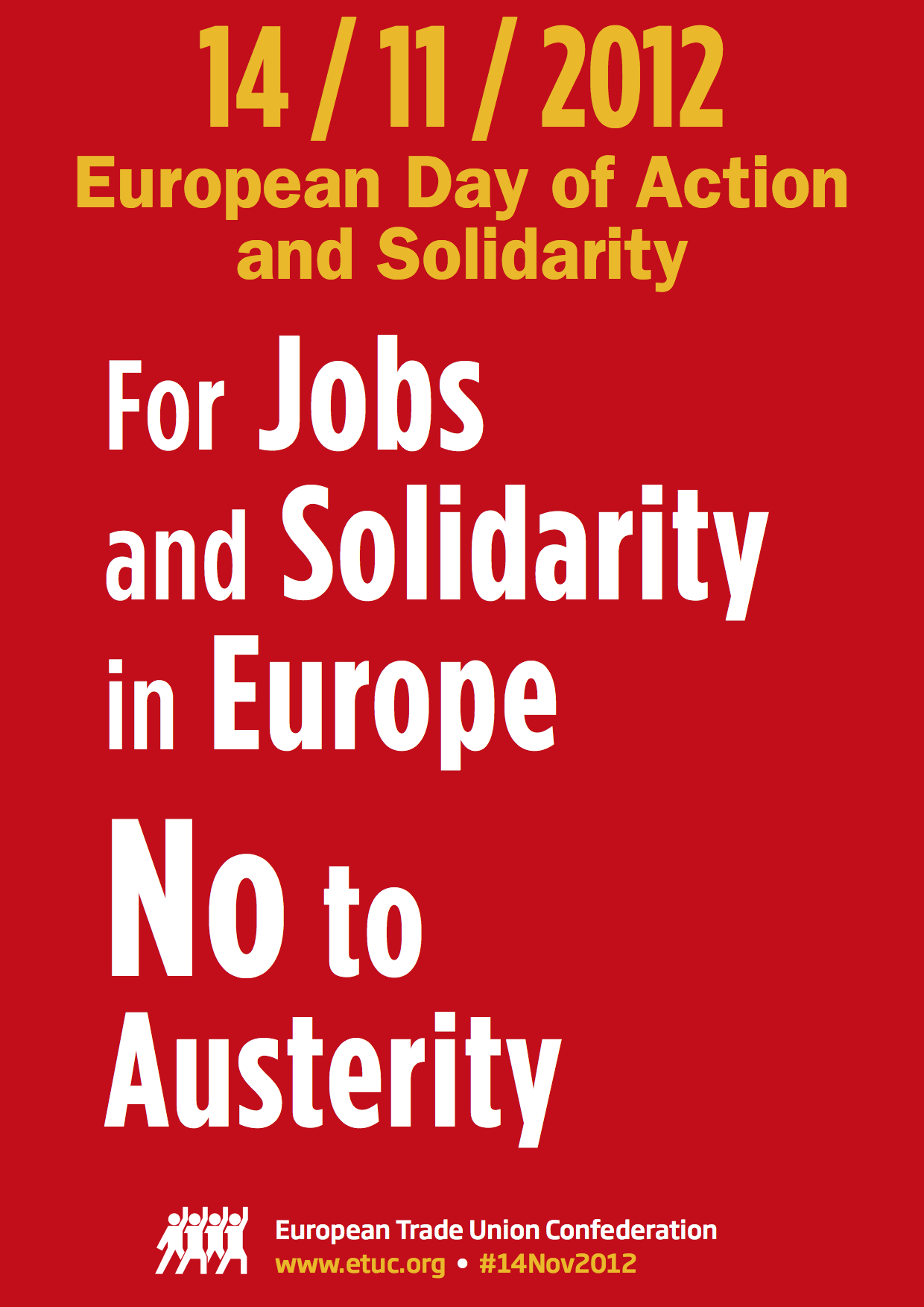 Cartell de la jornada europea de lluita de la European Trade Union Confederation.