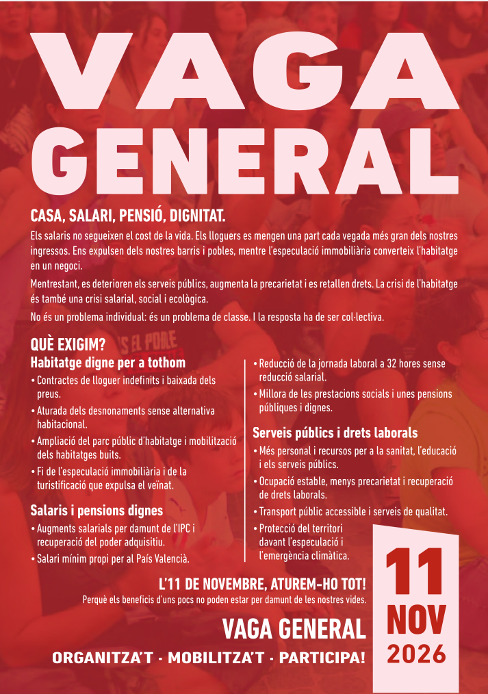Vaga general 11N - Organitza't, Mobilitza't i Participa!