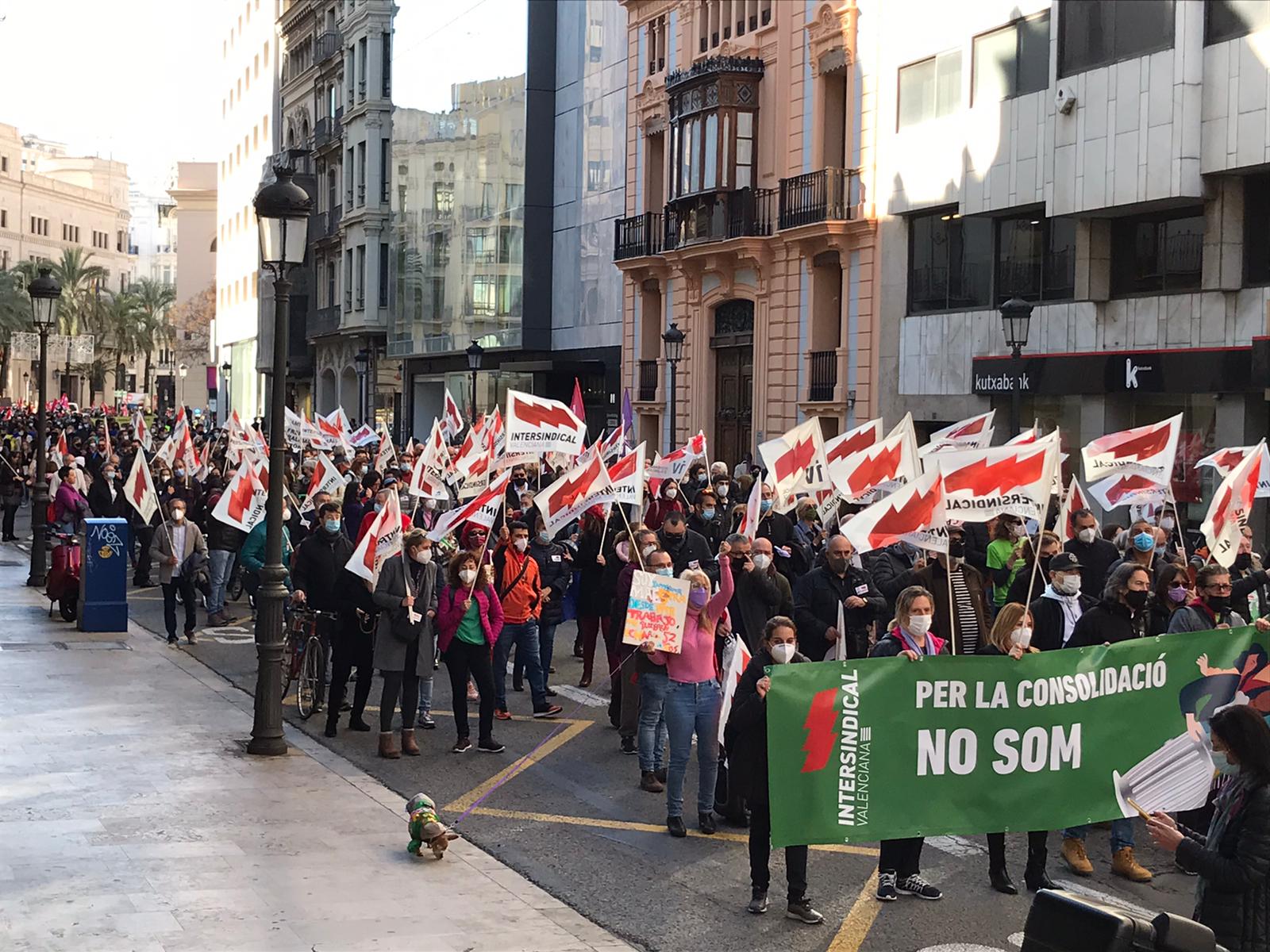 Un moment de la manifestació d'aquest matí a València