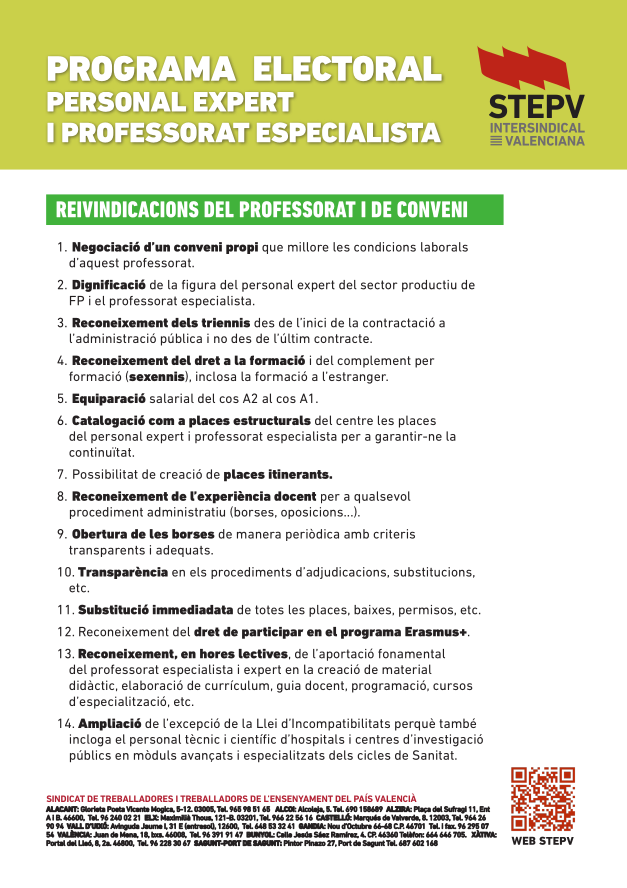 Eleccions sindicals - programa electoral