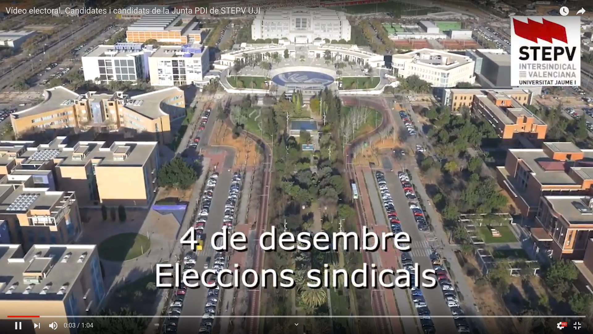Vídeo electoral. Candidates i candidats de la Junta PDI de STEPV UJI