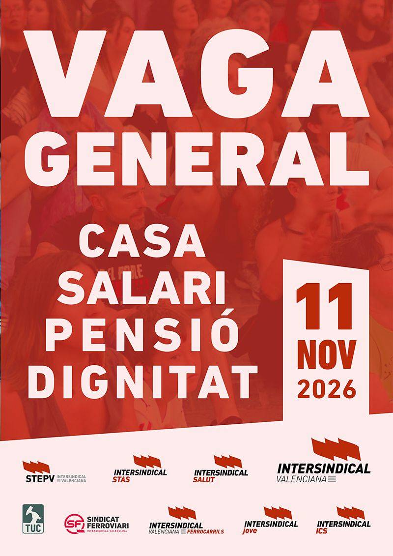 Intersindical Jove reclama habitatge digne, salaris suficients i mesures reals per a garantir l’emancipació juvenil en la vaga general de l’11 de novembre.