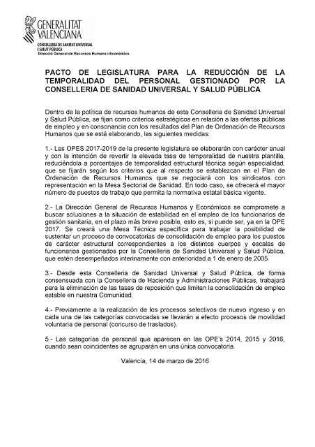 VALORACIÓN MESA SECTORIAL 14/03/2016
