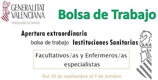 BOLSA DE TRABAJO CONSELLERIA DE SANIDAD